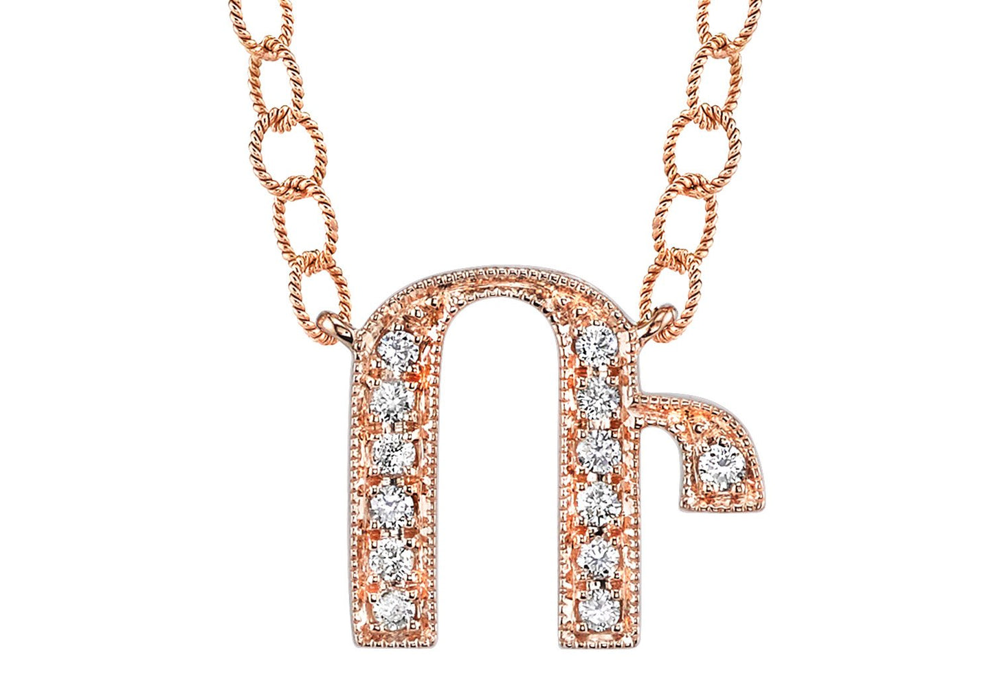 14K ROSE GOLD ARMENIAN INITIAL DIAMOND NECKLACE