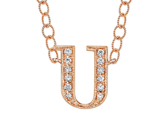 14K ROSE GOLD ARMENIAN INITIAL DIAMOND NECKLACE