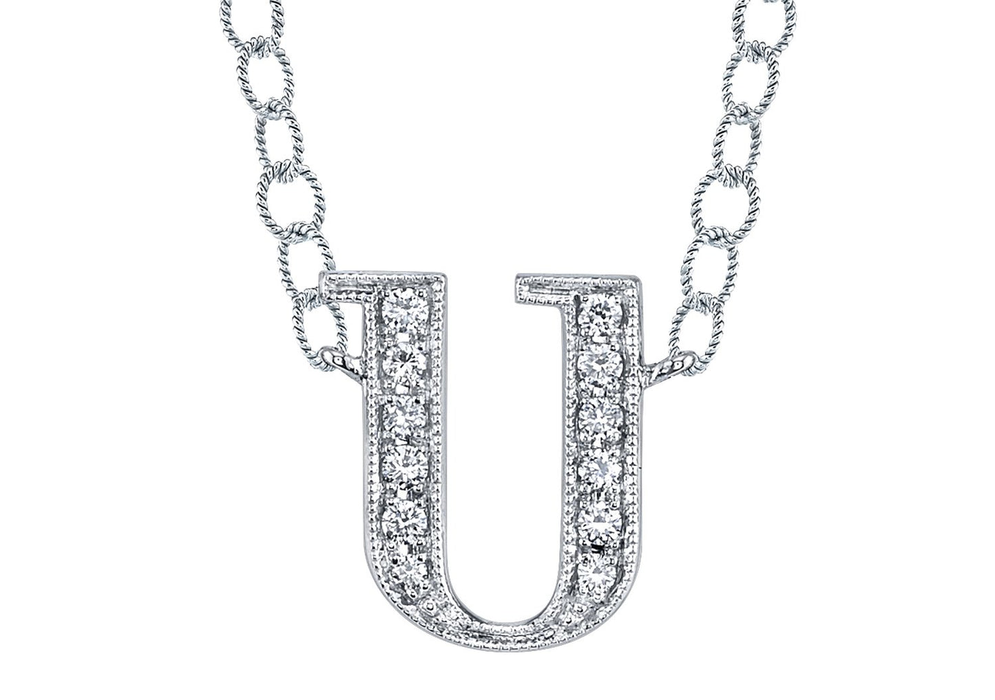 14K WHITE GOLD ARMENIAN INITIAL DIAMOND NECKLACE