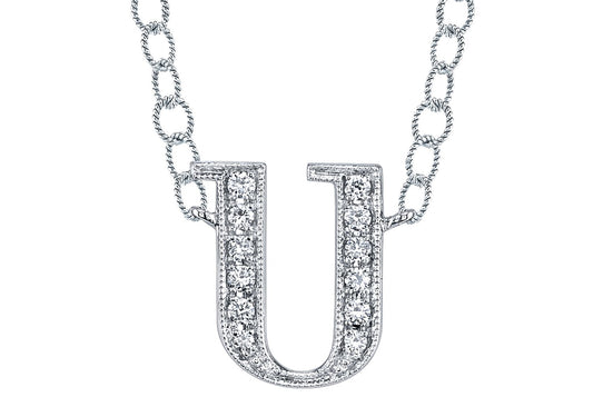 14K WHITE GOLD ARMENIAN INITIAL DIAMOND NECKLACE