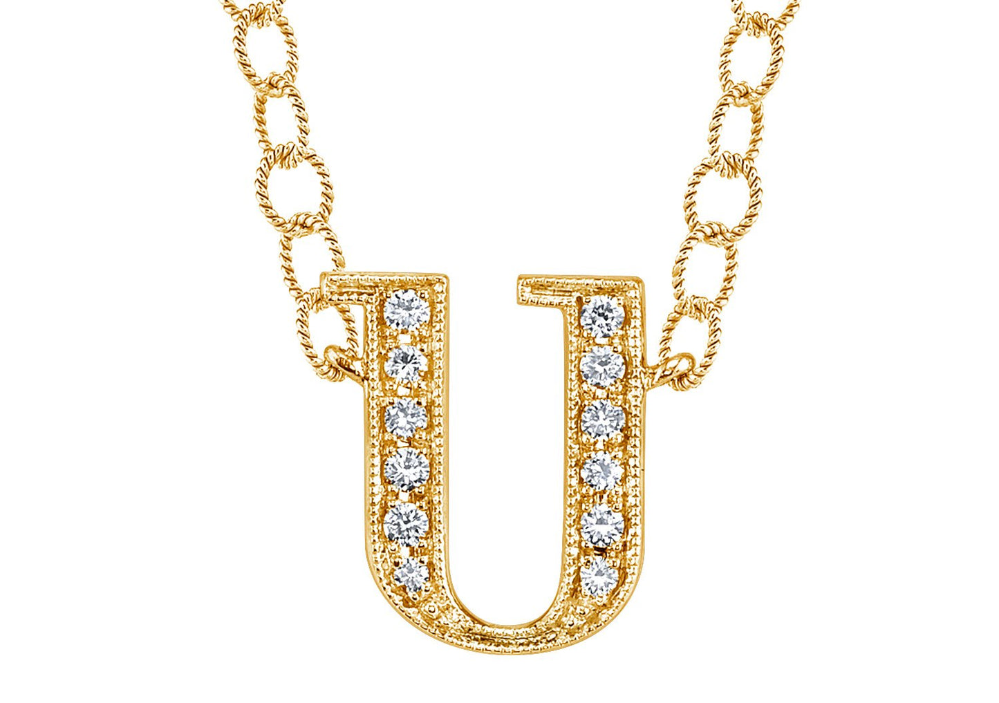 14K YELLOW GOLD ARMENIAN INITIAL DIAMOND NECKLACE