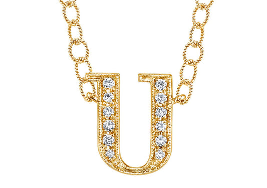 14K YELLOW GOLD ARMENIAN INITIAL DIAMOND NECKLACE