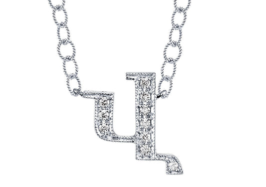 14K WHITE GOLD ARMENIAN INITIAL DIAMOND NECKLACE