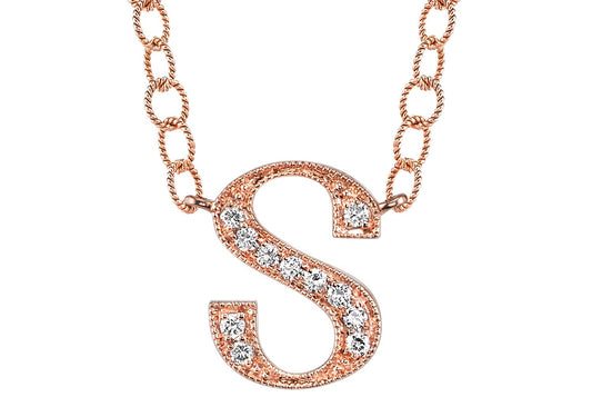 14K ROSE GOLD ARMENIAN INITIAL DIAMOND NECKLACE