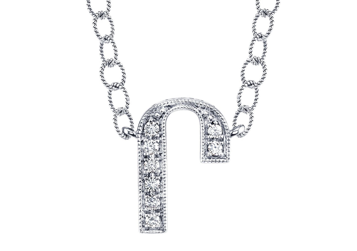 14K WHITE GOLD ARMENIAN INITIAL DIAMOND NECKLACE