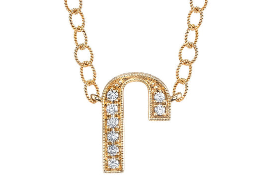 14K YELLOW GOLD ARMENIAN INITIAL DIAMOND NECKLACE