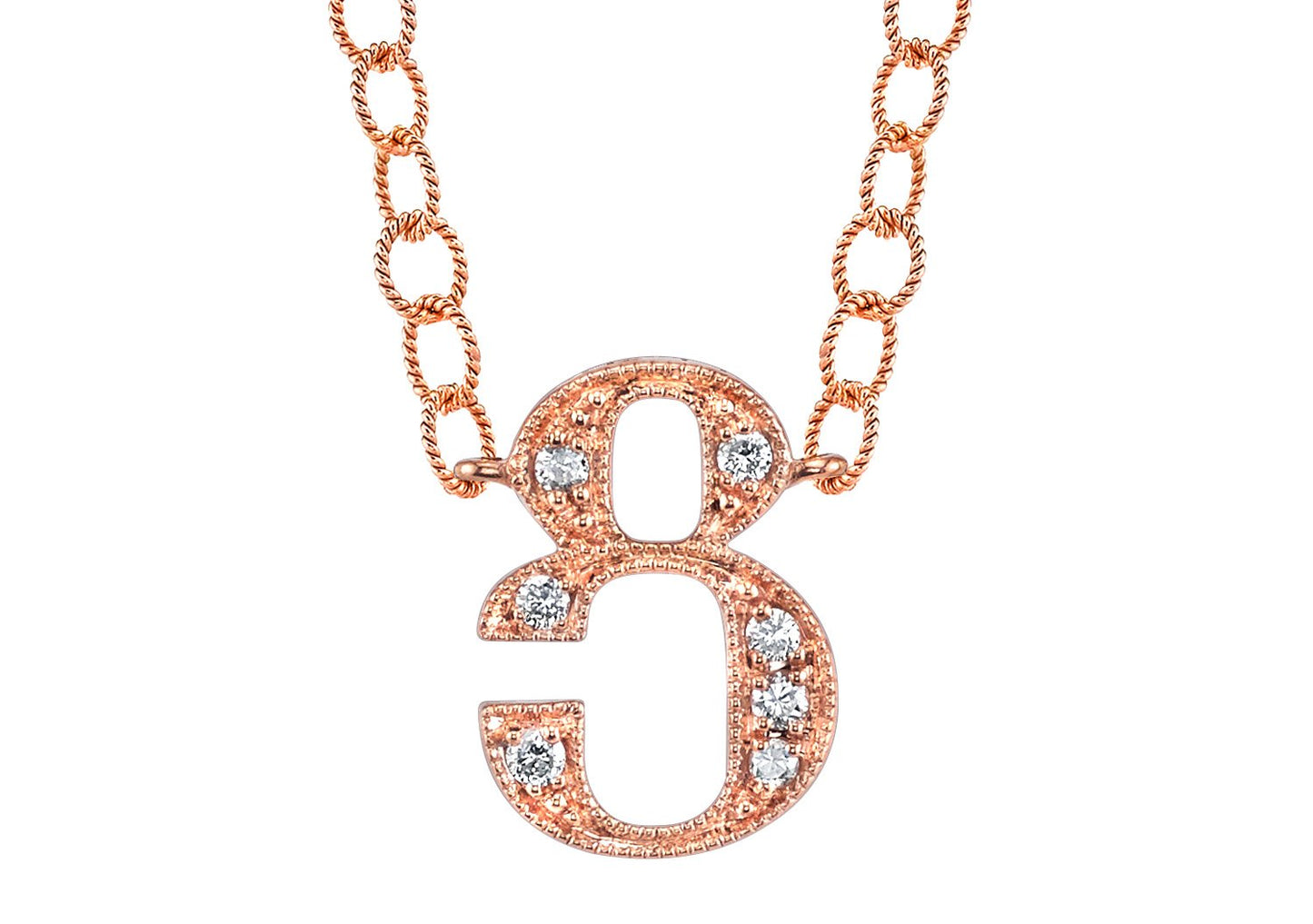 14K ROSE GOLD ARMENIAN INITIAL DIAMOND NECKLACE