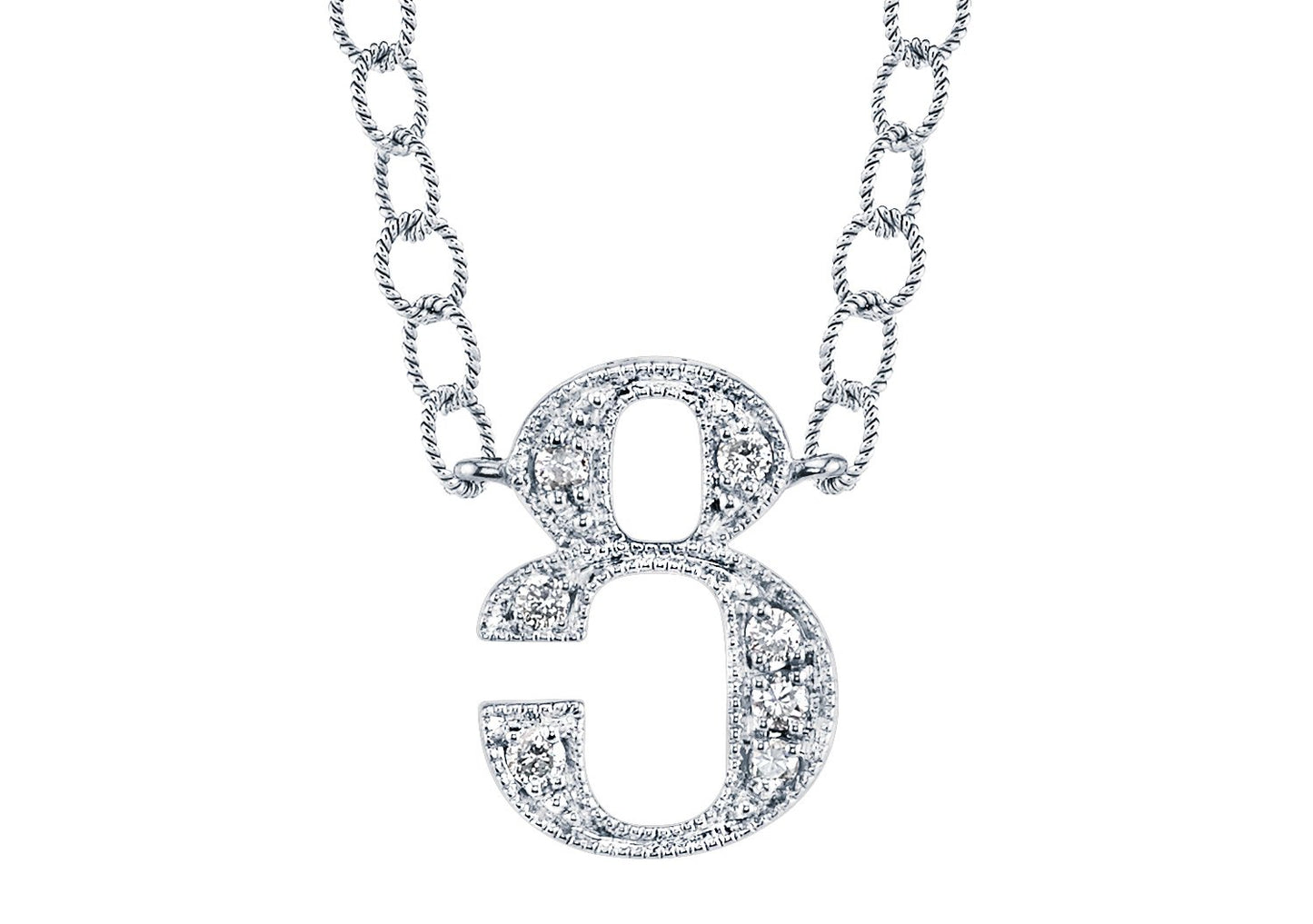 14K WHITE GOLD ARMENIAN INITIAL DIAMOND NECKLACE