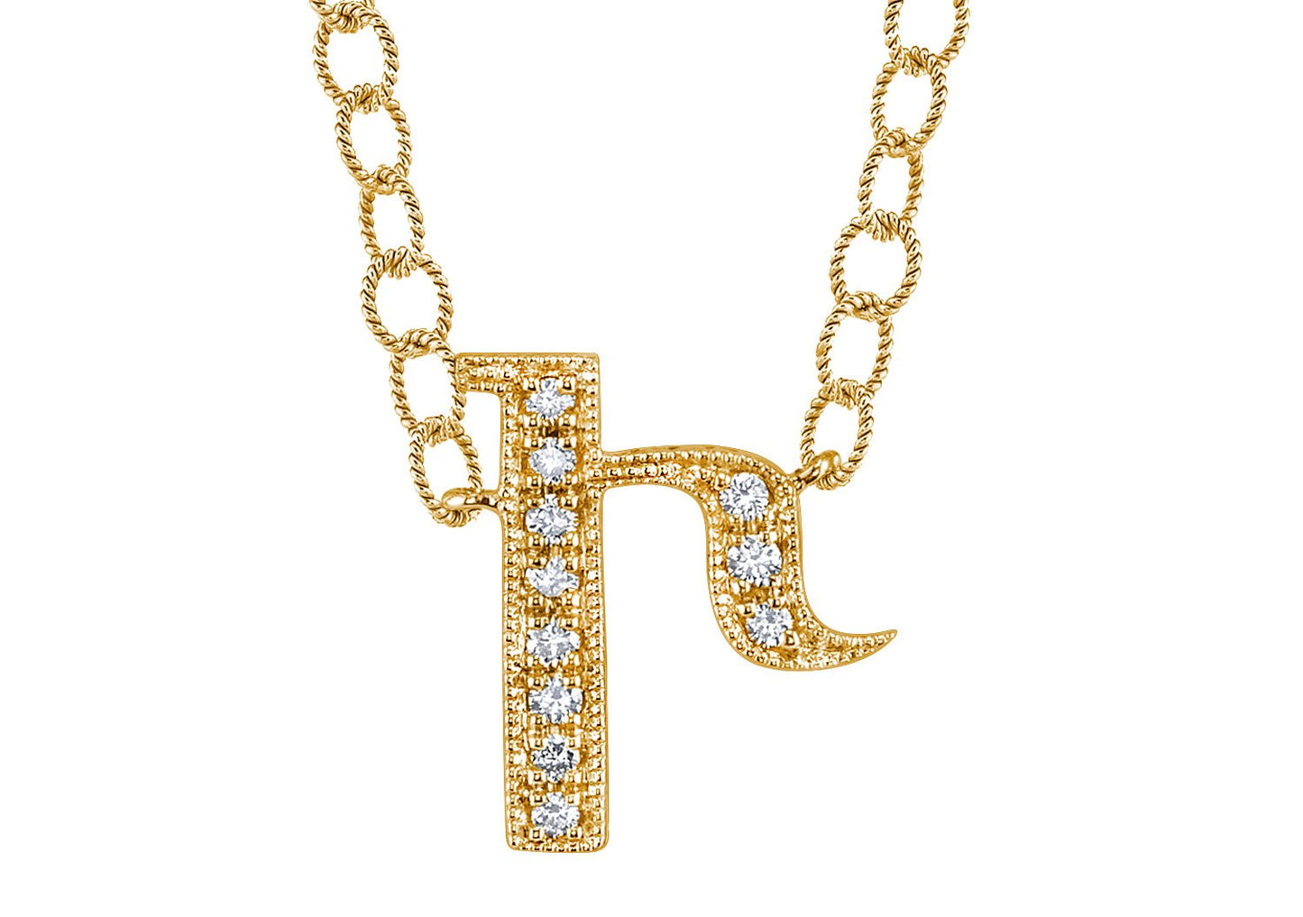 14K YELLOW GOLD ARMENIAN INITIAL DIAMOND NECKLACE