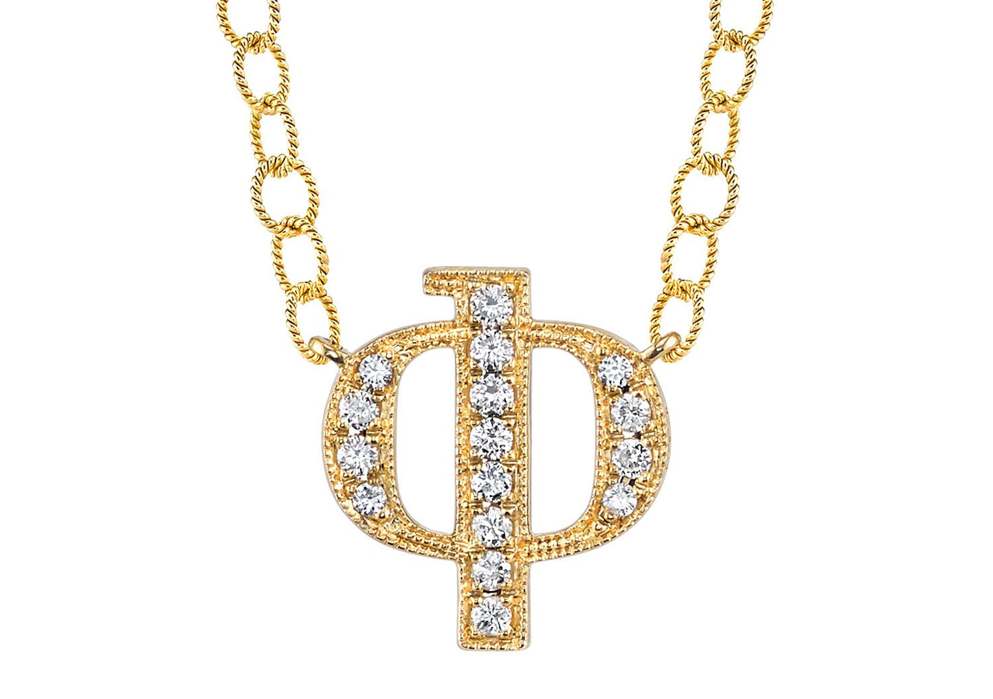 14K YELLOW GOLD ARMENIAN INITIAL DIAMOND NECKLACE