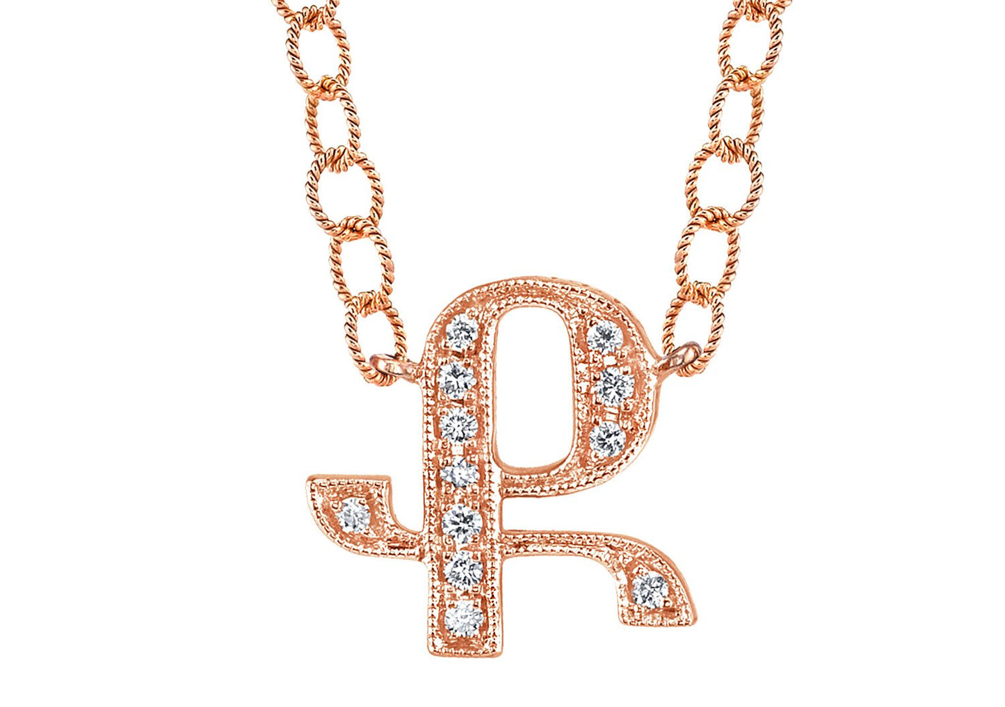 14K ROSE GOLD ARMENIAN INITIAL DIAMOND NECKLACE