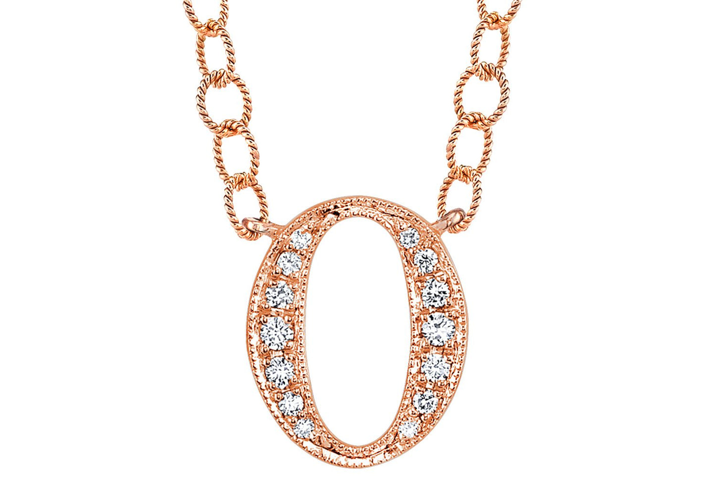 14K ROSE GOLD ARMENIAN INITIAL DIAMOND NECKLACE