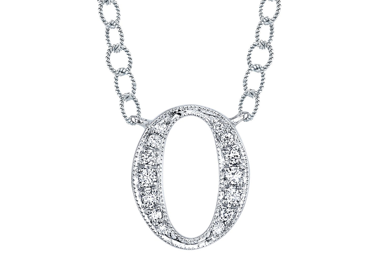 14K WHITE GOLD ARMENIAN INITIAL DIAMOND NECKLACE