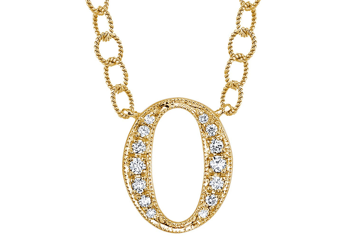 14K YELLOW GOLD ARMENIAN INITIAL DIAMOND NECKLACE