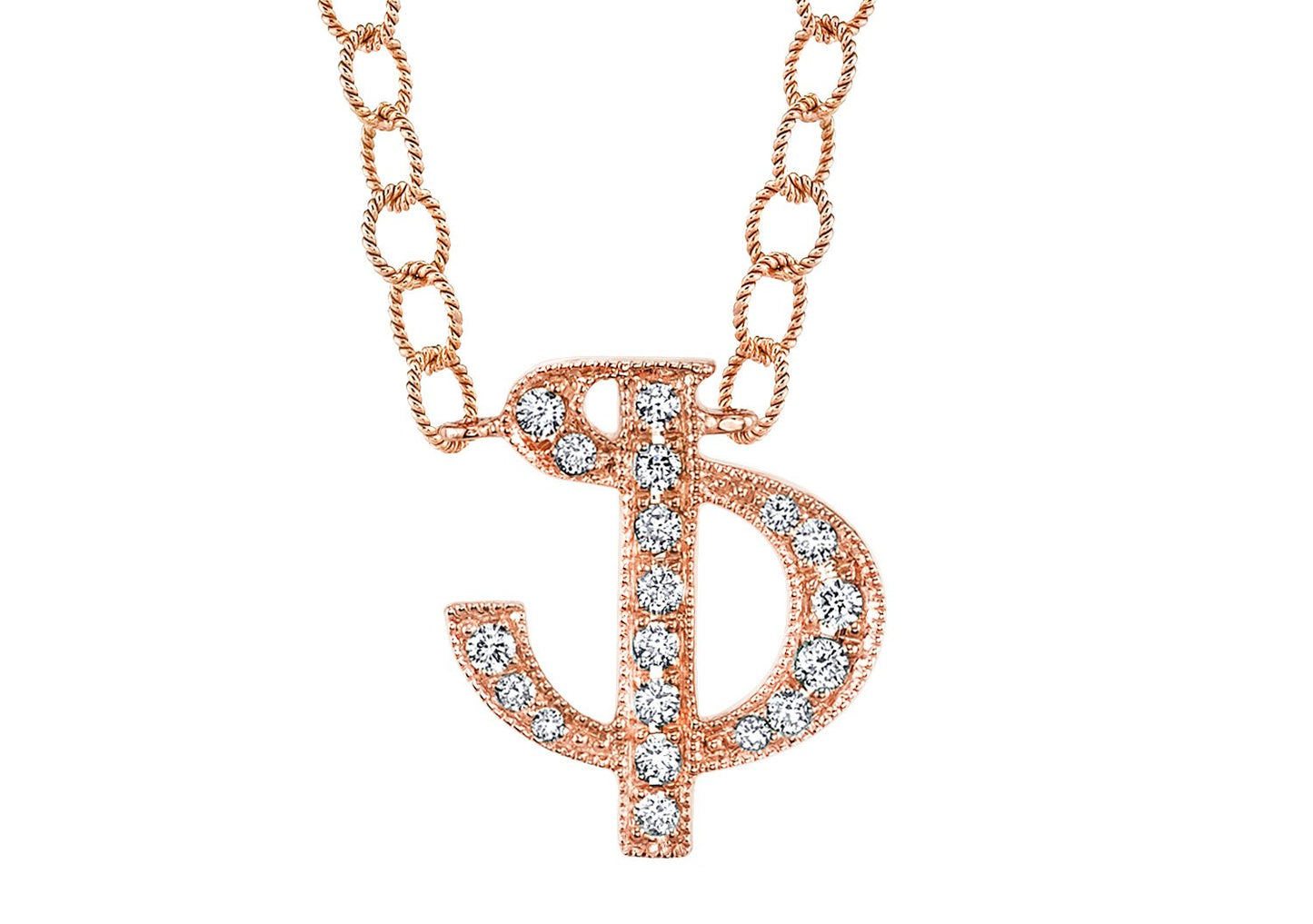 14K ROSE GOLD ARMENIAN INITIAL DIAMOND NECKLACE