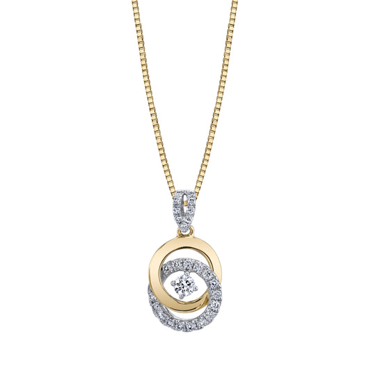 14K TWO TONE DIAMOND CIRCLE NECKLACE