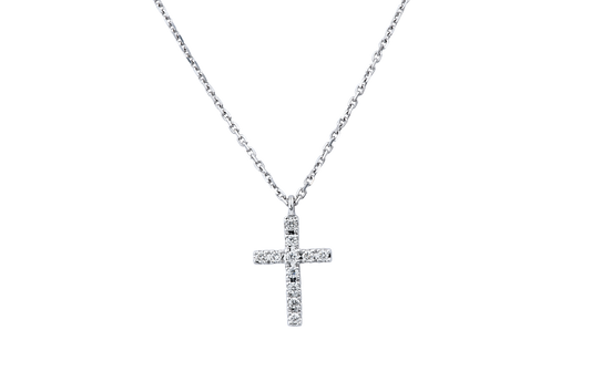 14K WHITE GOLD DIAMOND CROSS NECKLACE