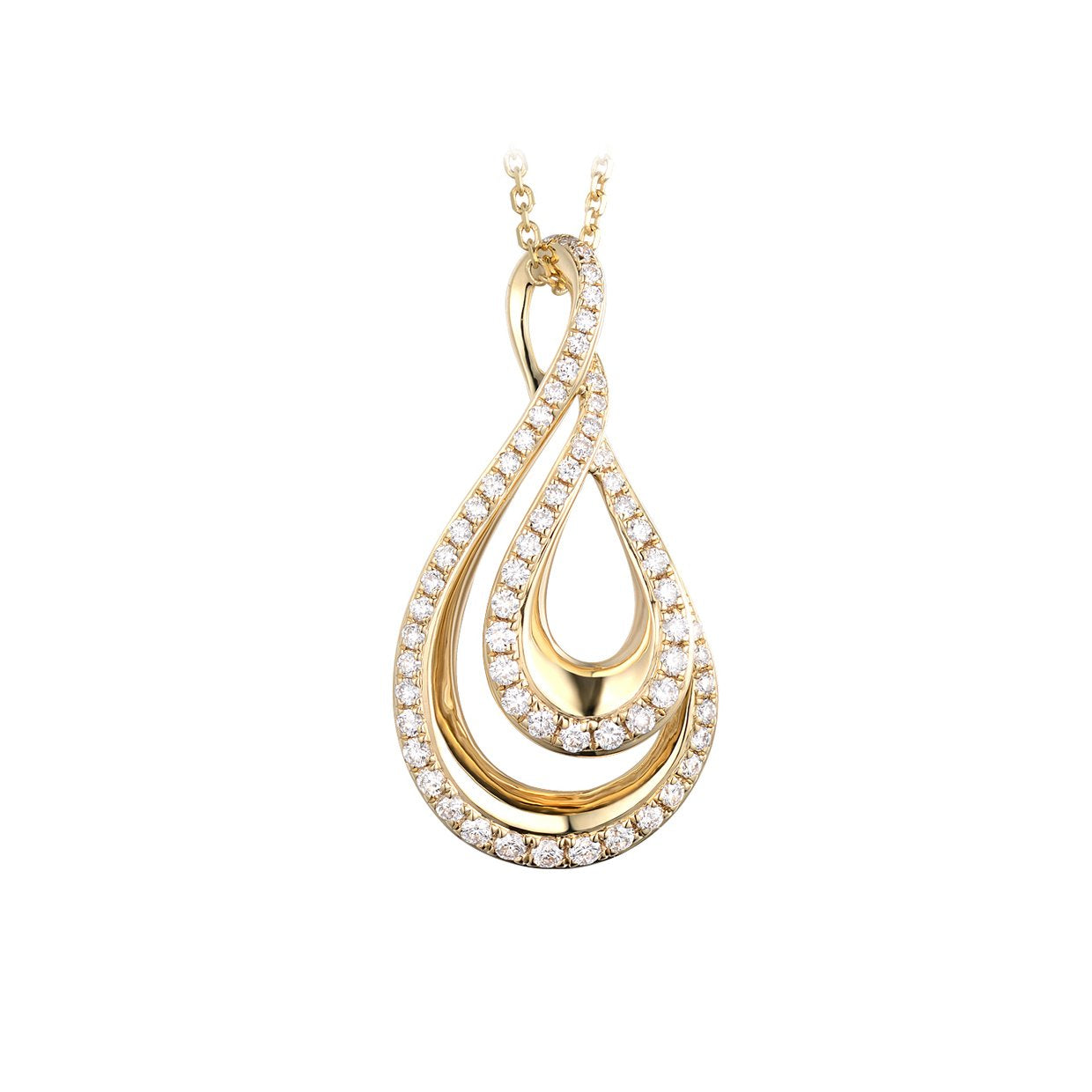 14K YELLOW GOLD FREE FORM DIAMOND FASHION NECKLACE