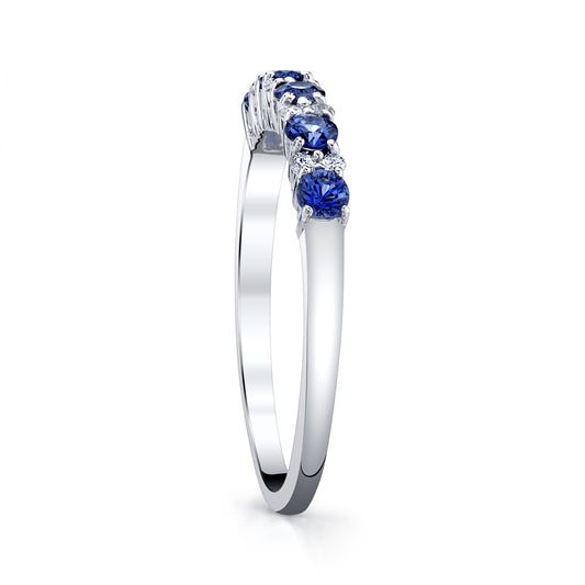 14K WHITE GOLD DIAMOND AND SAPPHIRE WEDDING/ANNIVERSARY BAND