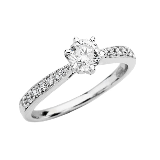 14K WHITE GOLD DIAMOND ENGAGEMENT RING