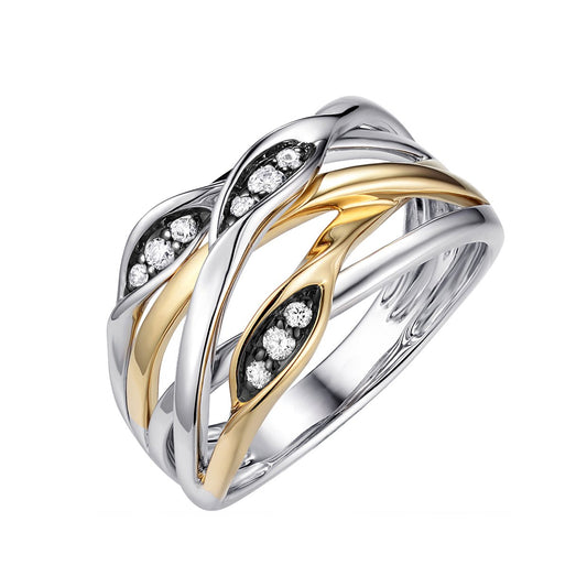 14K TWO TONE GOLD FASHION RING WITH DIAMONDS