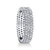 14K WHITE GOLD PAVE DIAMOND THREE ROW ETERNITY RING