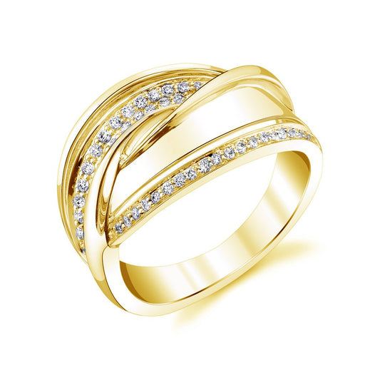 14K YELLOW GOLD FASHION DIAMOND BYPASS RING