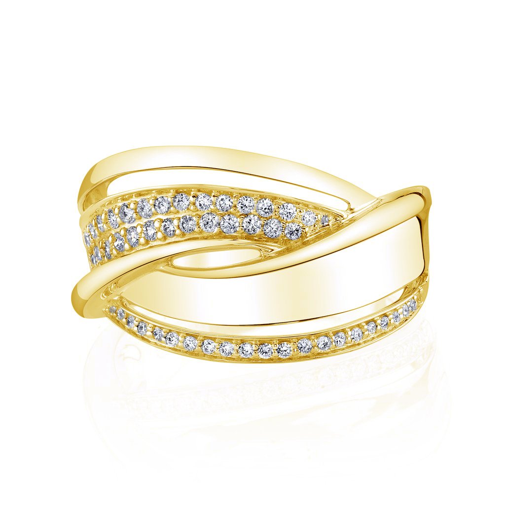 14K YELLOW GOLD FASHION DIAMOND BYPASS RING