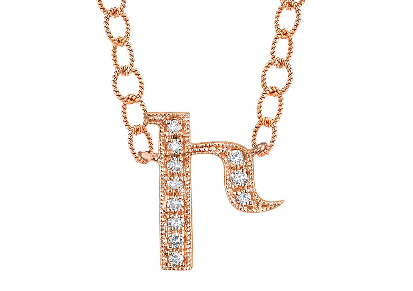 14K ROSE GOLD ARMENIAN INITIAL DIAMOND NECKLACE