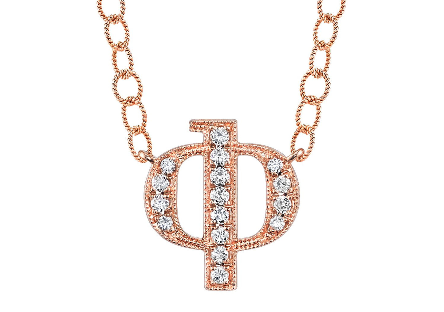 14K ROSE GOLD ARMENIAN INITIAL DIAMOND NECKLACE