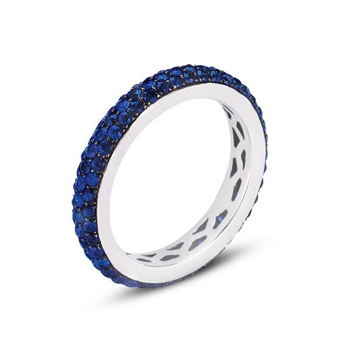 18K WHITE GOLD ETERNITY BAND WITH BLUE SAPPHIRES