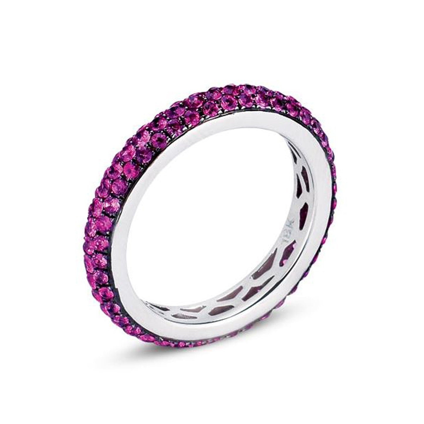 18K WHITE GOLD ETERNITY BAND WITH PINK SAPPHIRES