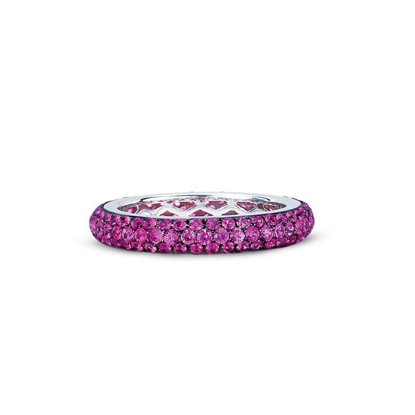 18K WHITE GOLD ETERNITY BAND WITH PINK SAPPHIRES