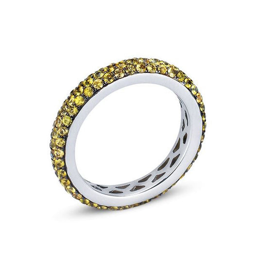 18K WHITE GOLD ETERNITY BAND WITH YELLOW SAPPHIRES