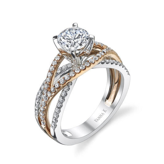 18K TWO TONE DIAMOND ENGAGEMENT RING