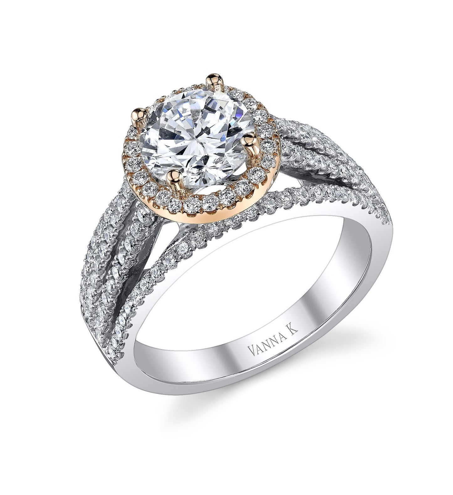 18K TWO TONE DIAMOND ENGAGEMENT RING