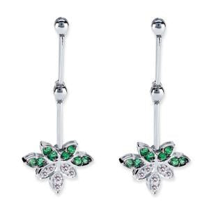 18K WHITE GOLD DANGLE EARRINGS WITH DIAMONDS AND TSAVORITE