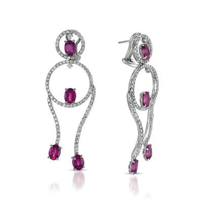 18K WHITE GOLD EARRINGS WITH TOURMALINE AND DIAMONDS