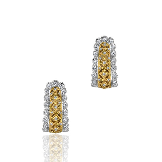 18K Two tone diamond earrings