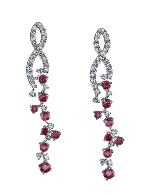 18K DIAMOND AND RUBY EARRINGS