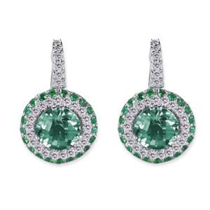 18K WHITE GOLD EARRINGS WITH DIAMONDS TSAVORITE AND AMETHYST