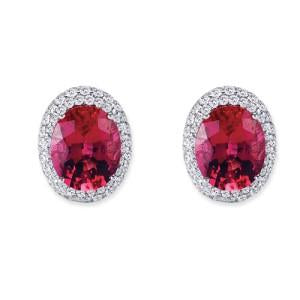 18K WHITE GOLD EARRINGS WITH DIAMONDS AND PINK TOURMALINE