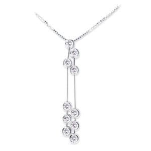 18K WHITE GOLD DANGLE NECKLACE WITH DIAMONDS