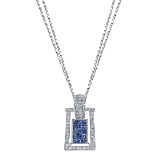 18K DIAMOND AND SAPPHIRE NECKLACE