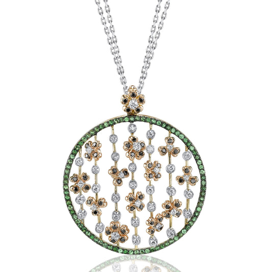 18K DIAMONDS AND TSAVORITE NECKLACE