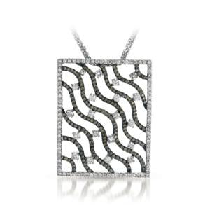 18K WHITE GOLD SQUARE NECKLACE WITH DIAMONDS