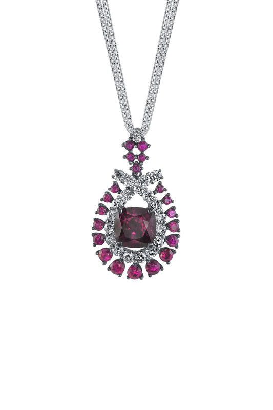 18K DIAMOND AND RUBY NECKLACE