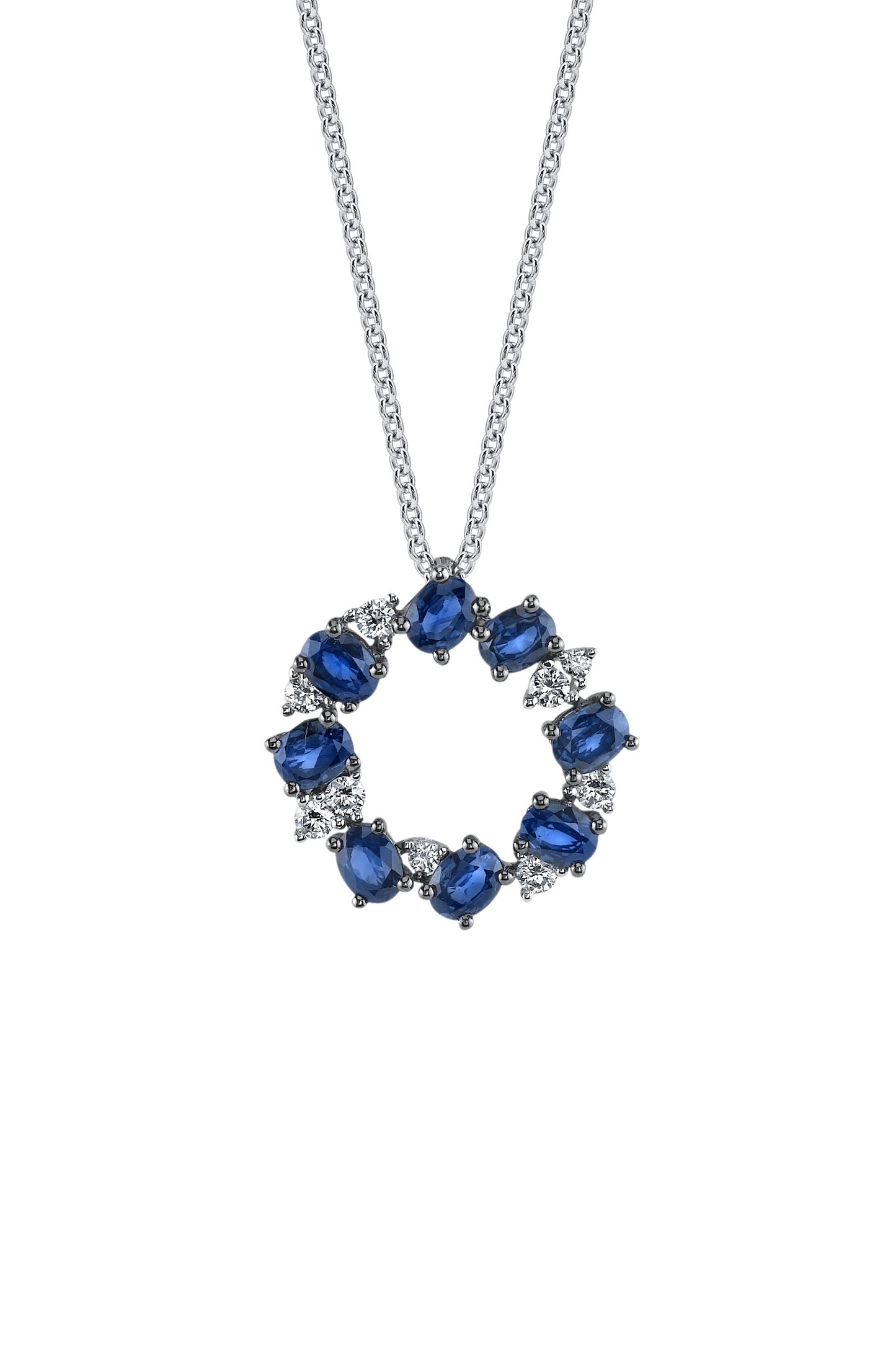 18K DIAMOND AND SAPPHIRE NECKLACE