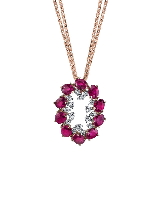 18K DIAMOND AND RUBY NECKLACE