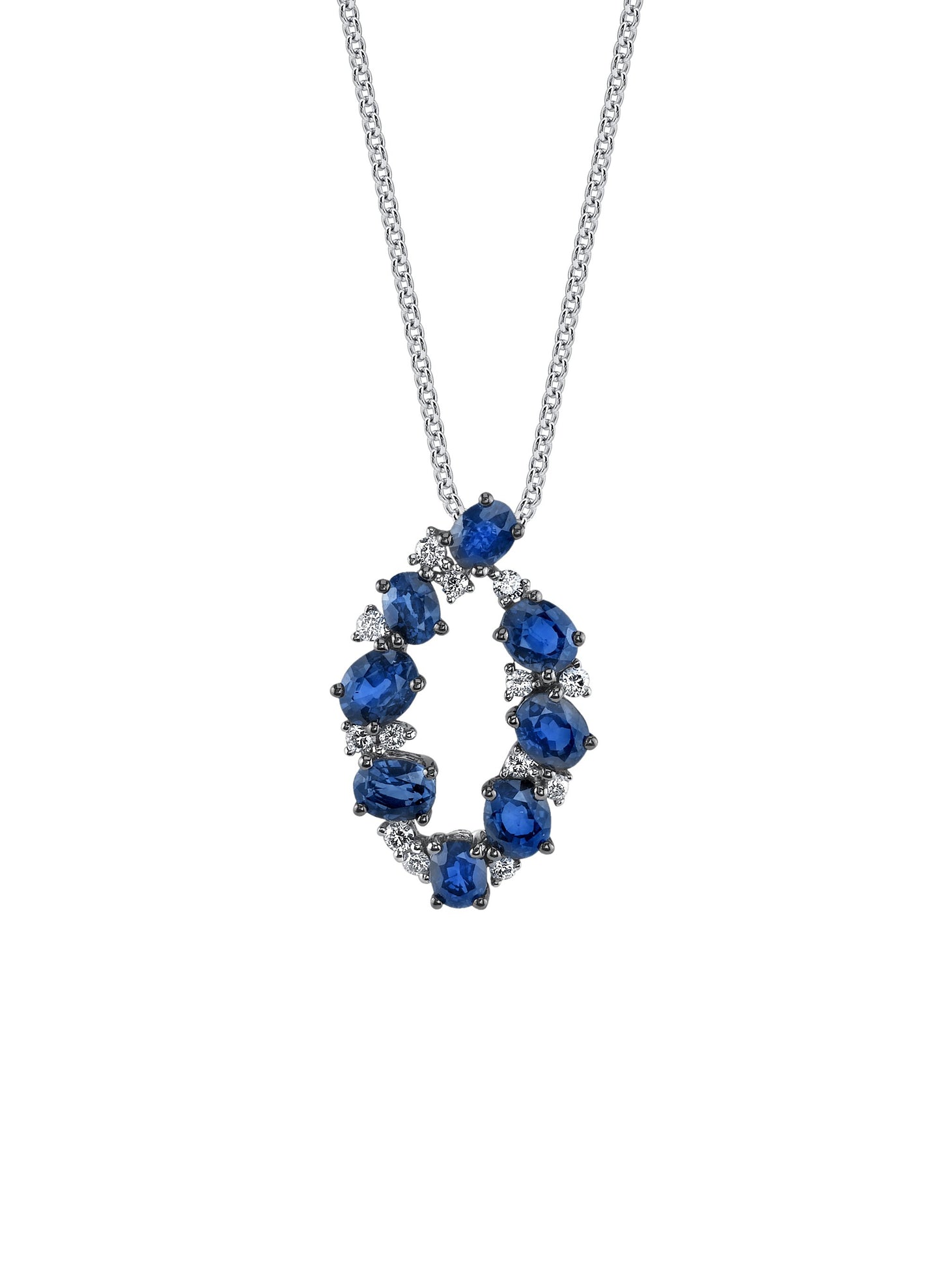 18K DIAMOND AND SAPPHIRE NECKLACE